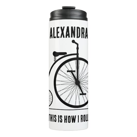 Grappige Retro fiets gepersonaliseerd voor fietser Thermosbeker (Voorkant)