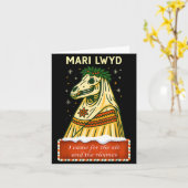 Grappige Retro Folklore Skelet Paard Mari Lwyd Yul Kaart (Gele Bloem)