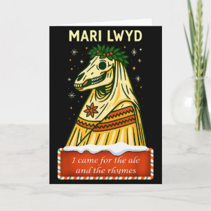 Grappige Retro Folklore Skelet Paard Mari Lwyd Yul Kaart