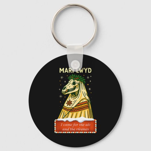 Grappige Retro Folklore Skelet Paard Mari Lwyd Yul Sleutelhanger (Voorkant)