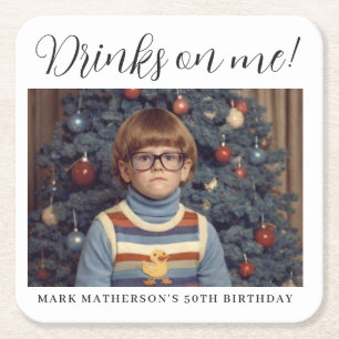 Grappige Retro Foto Drinken op Mij Volwassenen Ver Kartonnen Onderzetters