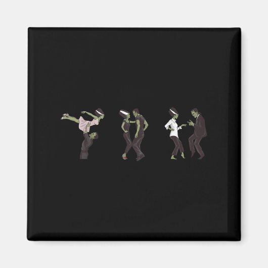 Grappige retro Frankenstein monster en bruid danse Magneet (Voorkant)