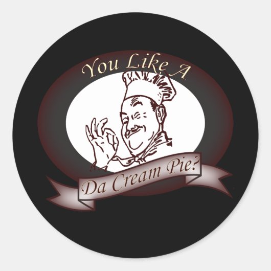 Grappige retro Franse chef-kok vuile crème taart Ronde Sticker (Voorkant)