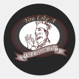 Grappige retro Franse chef-kok vuile crème taart Ronde Sticker
