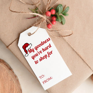 Grappige Retro Funky Met de Hand Getekende Kerstma Cadeaulabel