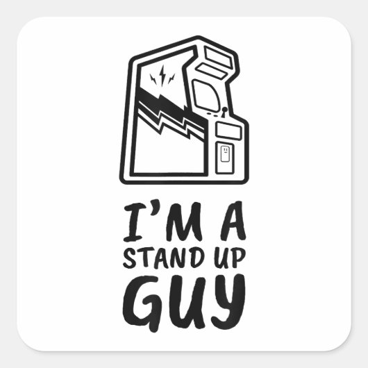 Grappige Retro Gamer Arcade Old School 80's Videog Vierkante Sticker (Voorkant)