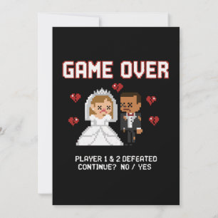 Grappige Retro Gamer Huwelijk "Game Over" Pixel Ar