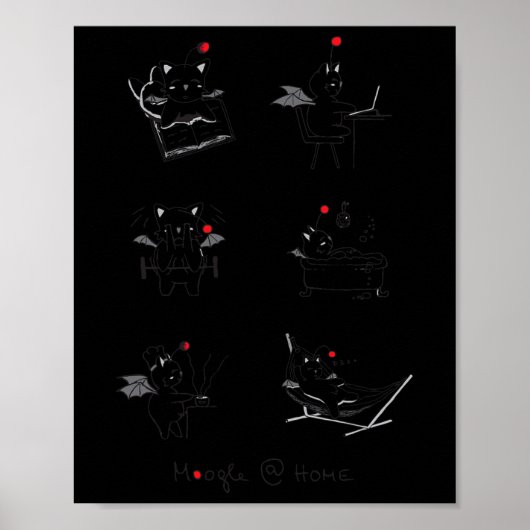Grappige Retro Gaming Kawaii Videogame Moogle Kupo Poster (Voorkant)