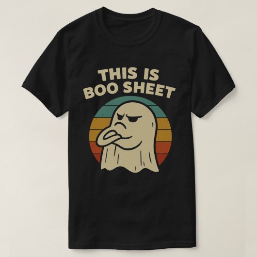 Grappige Retro Ghost "Dit is Boo Sheet" | Hallowee T-shirt (Design voorkant)