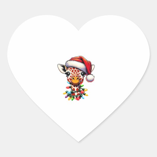 Grappige Retro Giraffe Lover Kerstboom Lig Hart Sticker (Voorkant)