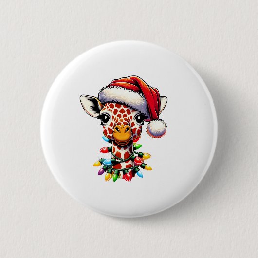 Grappige Retro Giraffe Lover Kerstboom Lig Ronde Button 5,7 Cm (Voorkant)
