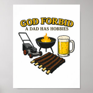 Grappige retro God verhoede dat een vader Hobbies Poster