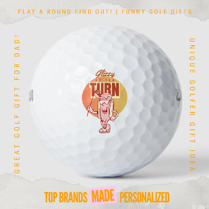 Grappige Retro Golf Hotdog Mascotte Glizzy Bij De  Golfballen