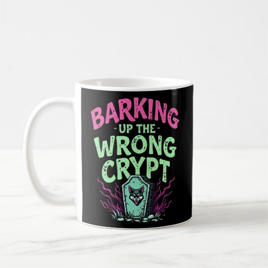Grappige Retro Gothic Barking Up De Verkeerde Cryp Koffiemok (Links)