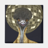 Grappige Retro Gouden Disco Bal Emu Bird Magneet (Voorkant)
