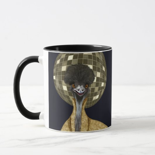 Grappige Retro Gouden Disco Bal Emu Bird Mok (Links)