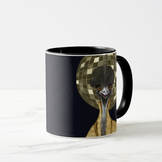 Grappige Retro Gouden Disco Bal Emu Bird Mok (Voorkant rechts)