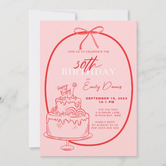 Grappige retro grens 30ste verjaardag partij kaart (Voorkant)