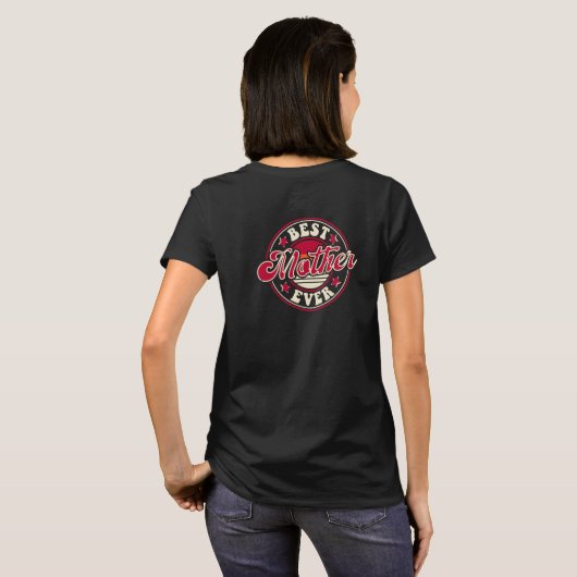 Grappige retro groovy beste moeder ooit rood geel t-shirt (Achterkant volledig)