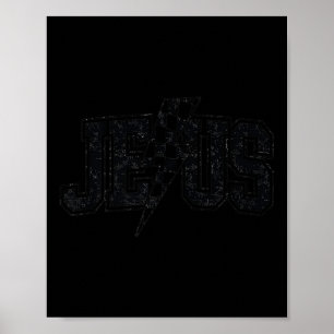 Grappige Retro Groovy Geruite Jezus Bliksemschicht Poster