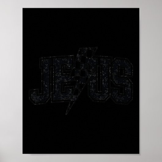 Grappige Retro Groovy Geruite Jezus Bliksemschicht Poster (Voorkant)