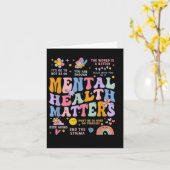 Grappige retro groovy kleurrijke geestelijke gezon kaart (Gele Bloem)