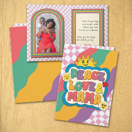 Grappige Retro Groovy Typografie Foto Moederdag Kaart