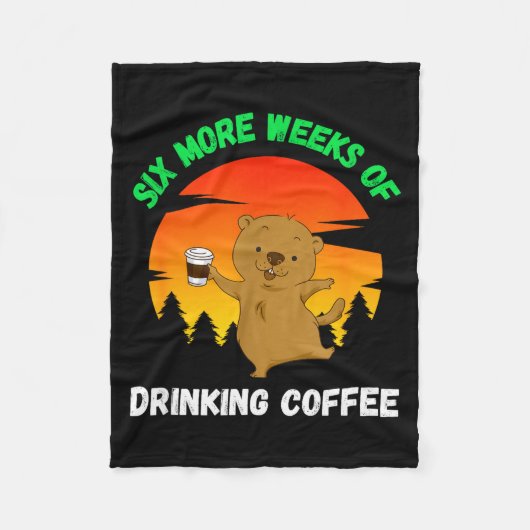 Grappige Retro Groundhog Day 2022 Meme, Koffie Dri Fleece Deken (Voorkant)