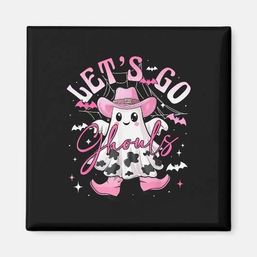 Grappige Retro Halloween Let's Go Ghouls Westerne Magneet (Voorkant)
