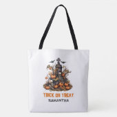 Grappige retro Halloween spooky Grave met Skelette Tote Bag (Voorkant)