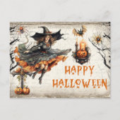 Grappige retro Halloween spooky slechte heks Briefkaart (Voorkant)