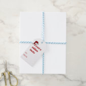 Grappige Retro Hand Getekende Rode Kerstman Hoed K Cadeaulabel (Met Touw)