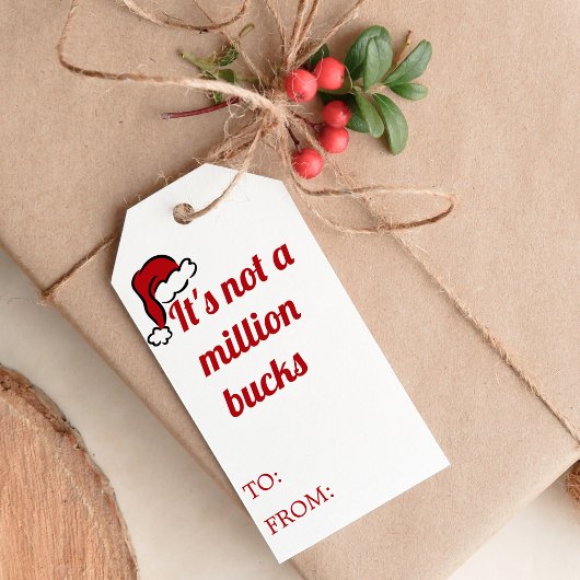 Grappige Retro Hand Getekende Rode Kerstman Hoed K Cadeaulabel