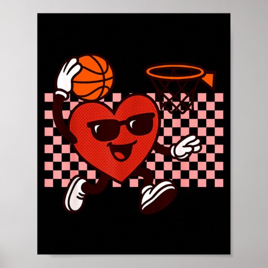 Grappige Retro Hart Grafische Basketbal Speler Kin Poster (Voorkant)