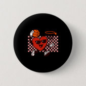 Grappige Retro Hart Grafische Basketbal Speler Kin Ronde Button 5,7 Cm (Voorkant)