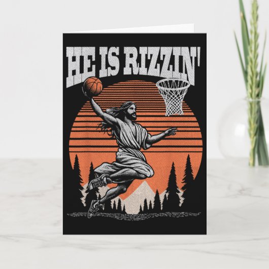 Grappige Retro Hij Is Rizzin Christelijke Pasen Sp Kaart (Voorkant)