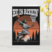Grappige Retro Hij Is Rizzin Christelijke Pasen Sp Kaart (Gele Bloem)