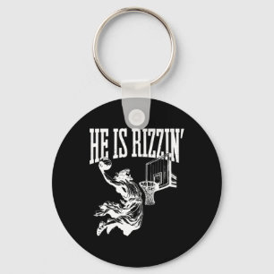 Grappige Retro Hij Is Rizzin Christelijke Pasen Sp Sleutelhanger