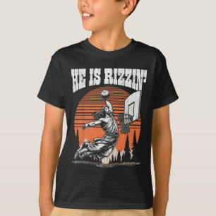 Grappige Retro Hij Is Rizzin Christelijke Skeletsp T-shirt