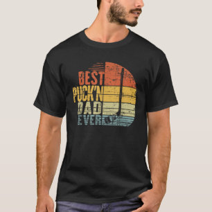 Grappige retro hockey vader beste puck op vader oo t-shirt
