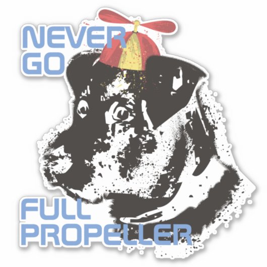 Grappige retro hond propeller pet gepersonaliseerd sticker (Voorkant)