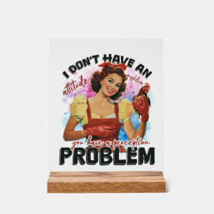 Grappige retro houding probleem dame acryl bord