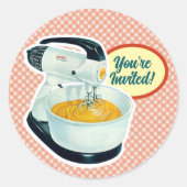 Grappige Retro Huishoudelijke Apparaten Bruiloftss Ronde Sticker (Voorkant)