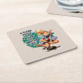 Grappige Retro Huisvrouw Pi-up Meisje Kunst Kartonnen Onderzetters (Schuin)