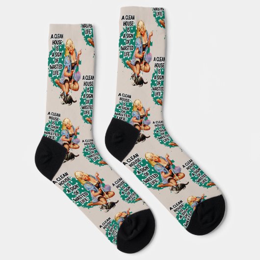 Grappige Retro Huisvrouw Pi-up Meisje Kunst Sokken (Rechts)