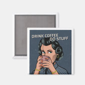 GRAPPIGE RETRO HUISVROUW VROUW KOFFIE KOELKAST MAG MAGNEET (Voorkant / Achterkant)