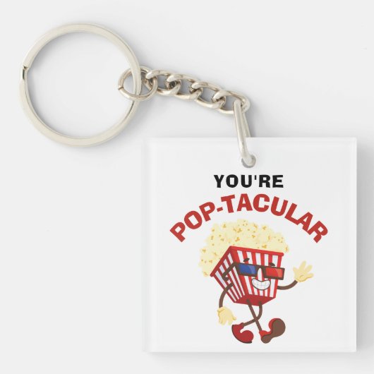 Grappige Retro Humor Cool Popcorn voor filmliefheb Sleutelhanger (Voorkant)