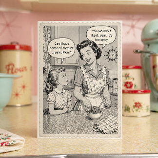 Grappige Retro Ijs Moederdag Kaart Vintage