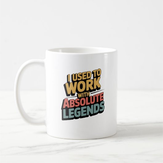 Grappige retro ik gebruikt om te werken met de leg koffiemok (Links)