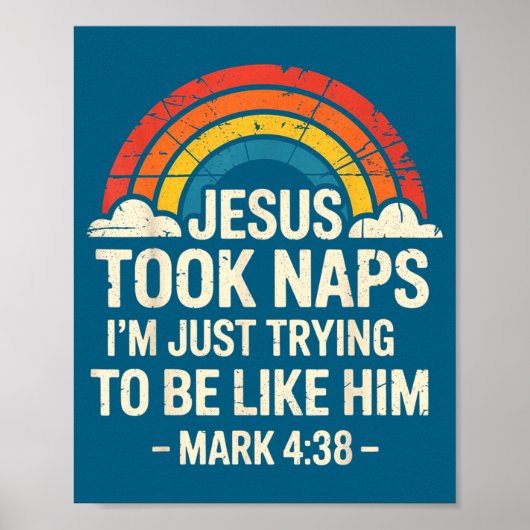 Grappige Retro Jezus Nam Slapmarkering Poster (Voorkant)